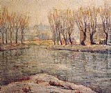 Ernest Lawson End of Winter - The Boathouse on the Harlem River, New York painting